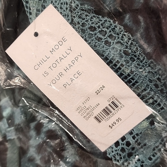 Lane Bryant Cacique Blue Comfy Cotton Chemise Modern Leopard Hydro - Picture 3 of 3
